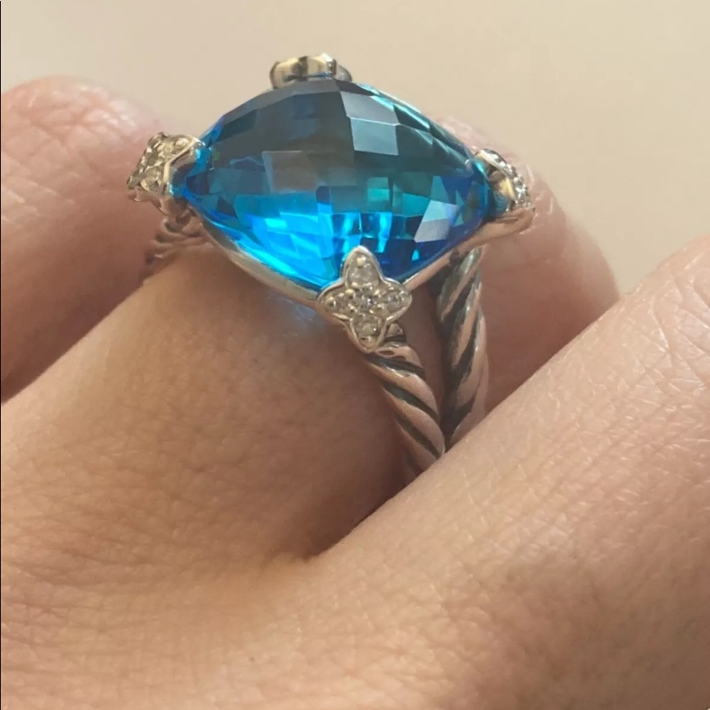 David Yurman Blue Topaz Hampton Ring - Picture 3 of 9